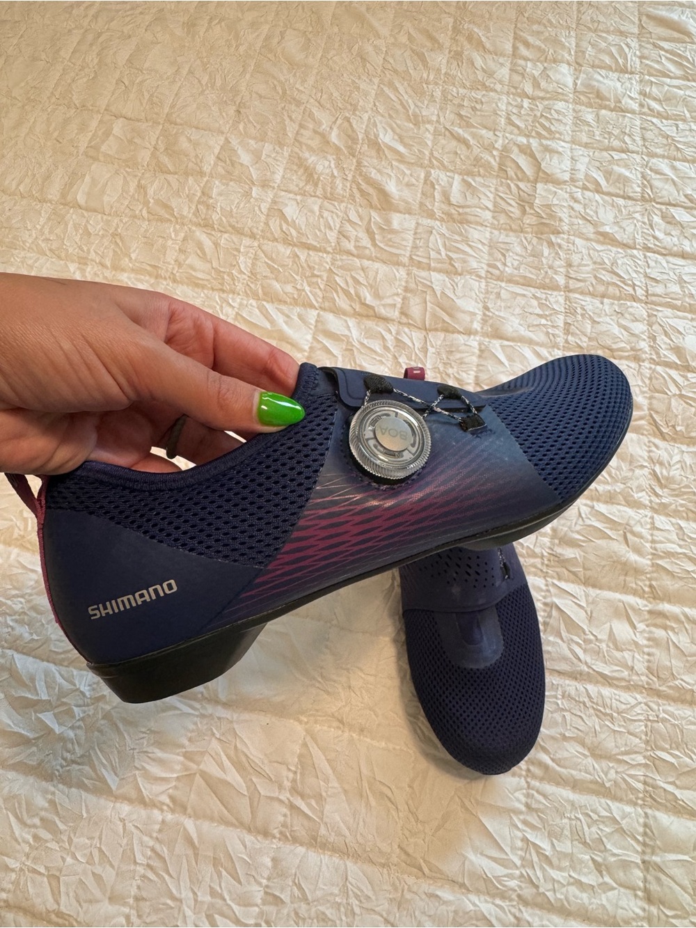 Shimano Women's Navy Cycling Shoes with Purple Gradient and BOA Dial